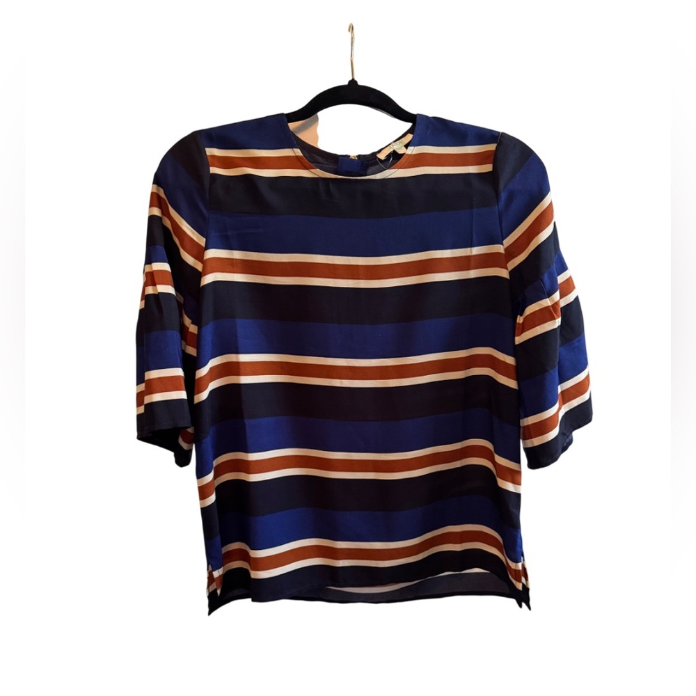 Jade Women's Top in Navy‎ and Brown Stripes